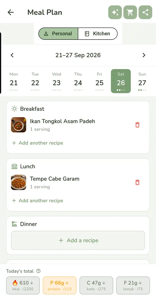 Meal plan mingguan